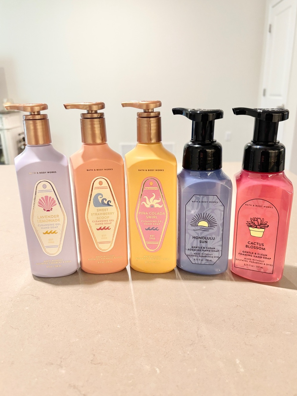 Bath and Body Works 5 Hand Soaps Pina Colada Honolulu Sun Cactus Blossom